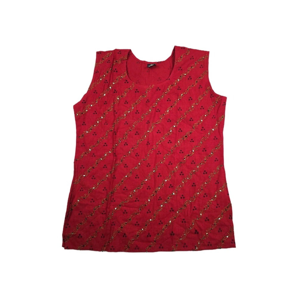 Sacred Threads Women's One Size Red Sleeveless Blouse‎ Top NWOT
